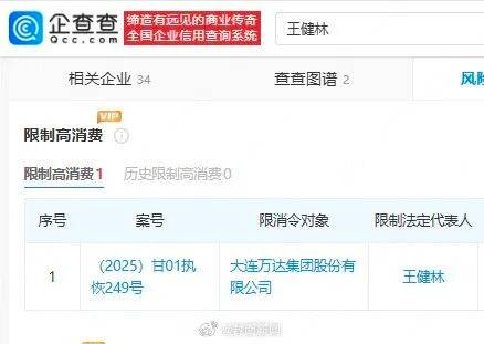 皇冠皇冠信用網平台_王健林被限制高消费皇冠皇冠信用網平台,此前万达集团被强制执行超4亿元