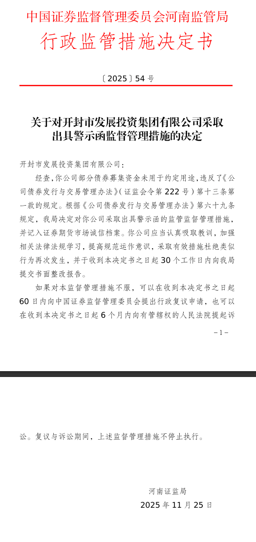 皇冠信用網申请开通_开封市发展投资集团被出具警示函皇冠信用網申请开通，涉募集资金未用于约定用途